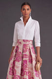 Black Red Floral Collar Neck Jacquard Long Wedding Guest Dress