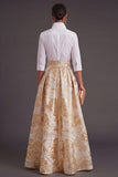 Black Red Floral Collar Neck Jacquard Long Wedding Guest Dress