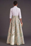 Black Red Floral Collar Neck Jacquard Long Wedding Guest Dress