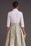 Black Red Floral Collar Neck Jacquard Long Wedding Guest Dress
