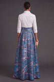 Black Red Floral Collar Neck Jacquard Long Wedding Guest Dress