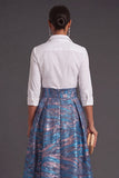 Black Red Floral Collar Neck Jacquard Long Wedding Guest Dress
