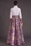 Black Red Floral Collar Neck Jacquard Long Wedding Guest Dress