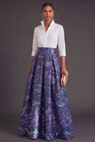 Black Red Floral Collar Neck Jacquard Long Wedding Guest Dress