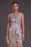 Green Floral Mermaid Ruffled Long Wedding Guest Dress with Slit