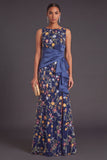 Green Floral Mermaid Ruffled Long Wedding Guest Dress with Slit
