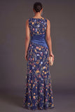 Green Floral Mermaid Ruffled Long Wedding Guest Dress with Slit