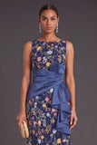 Green Floral Mermaid Ruffled Long Wedding Guest Dress with Slit
