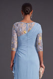 Mermaid Green Floral Embroidered Long Wedding Guest Dress