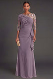 Mermaid Green Floral Embroidered Long Wedding Guest Dress