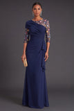 Mermaid Green Floral Embroidered Long Wedding Guest Dress