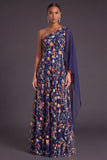 A Line One Shoulder Floral Embroidered Long Wedding Guest Dress