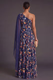 A Line One Shoulder Floral Embroidered Long Wedding Guest Dress