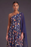 A Line One Shoulder Floral Embroidered Long Wedding Guest Dress