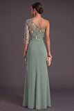 Blush Floral Mermaid One Shoulder Long Wedding Guest Dress