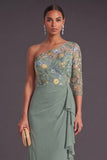 Blush Floral Mermaid One Shoulder Long Wedding Guest Dress