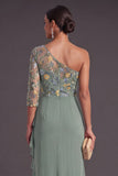 Blush Floral Mermaid One Shoulder Long Wedding Guest Dress