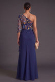 Blush Floral Mermaid One Shoulder Long Wedding Guest Dress