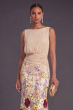 Lilac Mermaid Floral Boat Neck Long Formal Dress