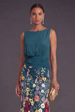 Lilac Mermaid Floral Boat Neck Long Formal Dress