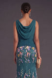 Lilac Mermaid Floral Boat Neck Long Formal Dress