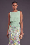 Lilac Mermaid Floral Boat Neck Long Formal Dress