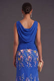Lilac Mermaid Floral Boat Neck Long Formal Dress