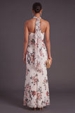 Neck Scarf Ivory Floral Mermaid Long Wedding Guest Dress