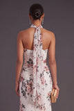 Neck Scarf Ivory Floral Mermaid Long Wedding Guest Dress
