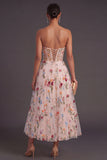 Corset Ivory A Line Floral Sweetheart Long Wedding Guest Dress