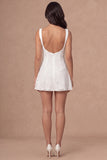 A Line Floral Backless Lace Little White Dress