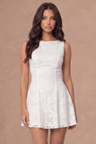 A Line Floral Backless Lace Little White Dress