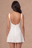 A Line Floral Backless Lace Little White Dress