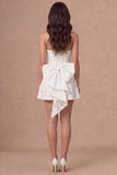 Floral A Line Strapless Little White Dress