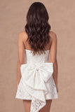 Floral A Line Strapless Little White Dress