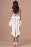 A Line Sparkly Beaded Corset Little White Dress with Bow