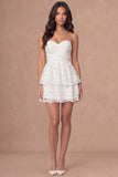 Lace Floral Tiered Ruffled Little White Dress