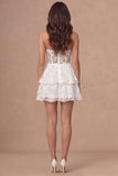 Lace Floral Tiered Ruffled Little White Dress