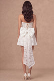 Floral A Line Corset Little White Dress with Bow