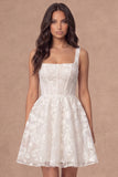 A Line Flora Thick Straps Corset Little White Dress