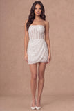 Sparkly Sequined Corset Bodycon Little White Dress