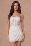 Sparkly Sequined Corset Bodycon Little White Dress