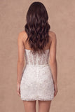 Sparkly Sequined Corset Bodycon Little White Dress