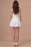 Strapless Floral A Line Little White Dress