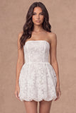 Strapless Floral A Line Little White Dress