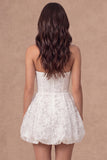 Strapless Floral A Line Little White Dress