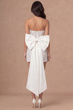 Corset Bodycon Sparkly Sequin Little White Dress with Bow