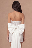 Corset Bodycon Sparkly Sequin Little White Dress with Bow