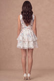Floral Tiered Ruffled A Line Little White Dress