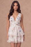 Floral Tiered Ruffled A Line Little White Dress